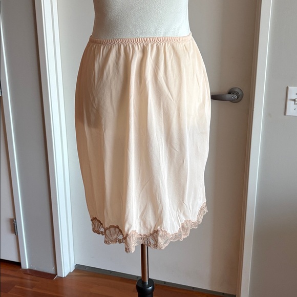 Vintage 1960's Emilio Pucci For Formfit Rogers Ivory Brown Lace Half Slip Large - Picture 2 of 9